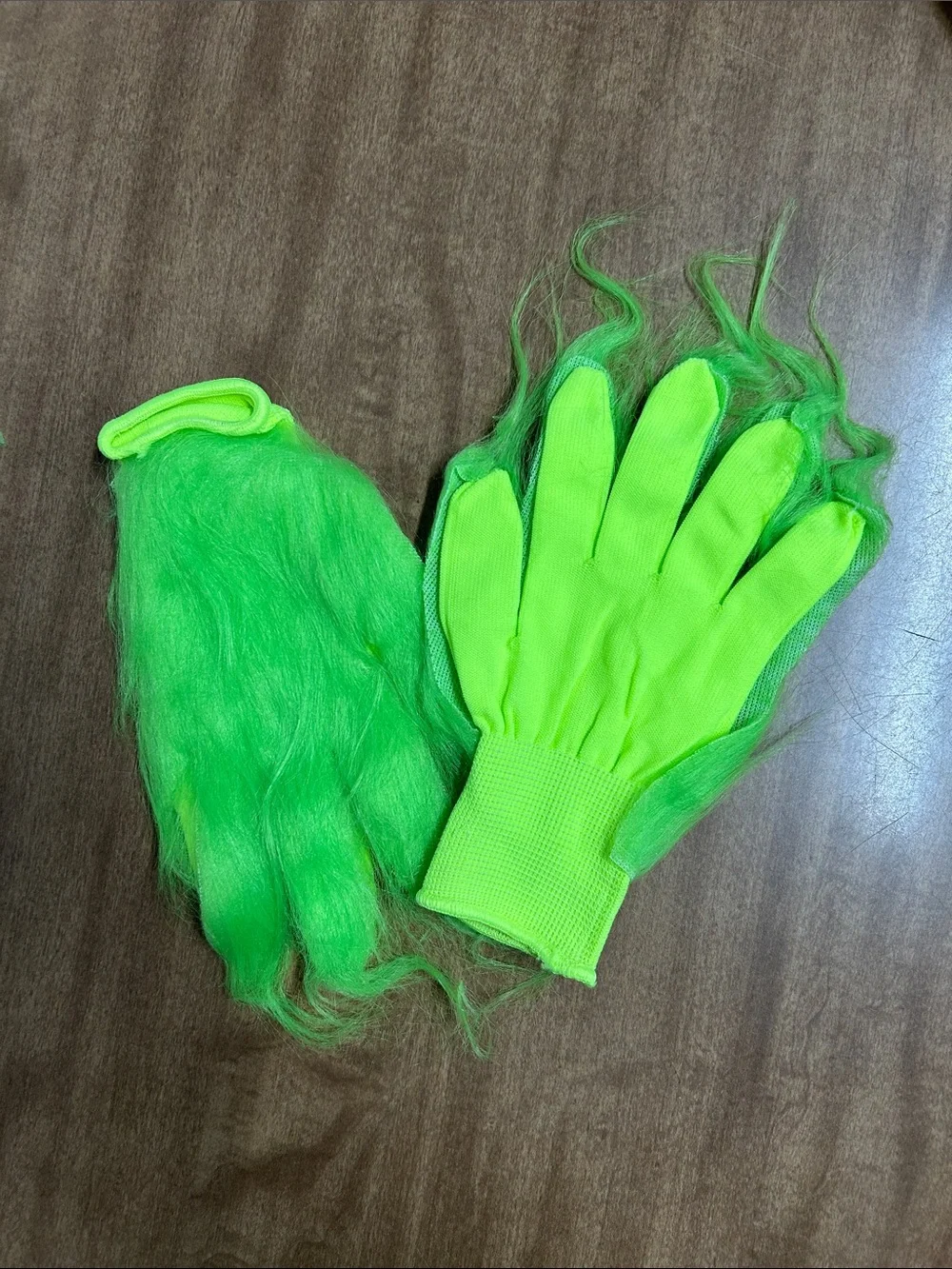 NWT Grinch Green Furry Adult Gloves Christmas Costume Holiday Party‎ CC